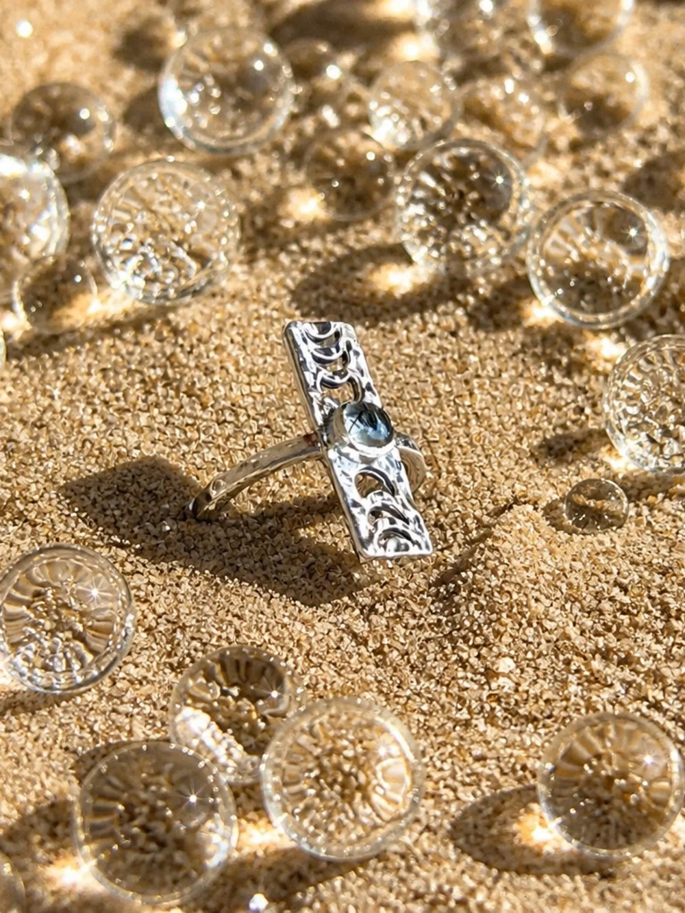 NEW! Phases of the Moon Rutilated Quartz Ring